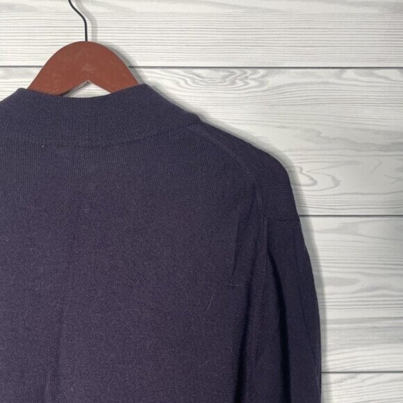 Marco Fiori 100% Merino Wool Dark Purple Pullover Quarter Zip Sweater Men Medium - Picture 7 of 7